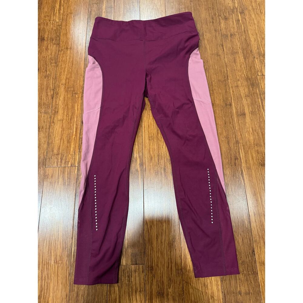 Avia Cropped Leggings | Women’s Medium (8-10) | Burgundy & Mauve Athletic Pants